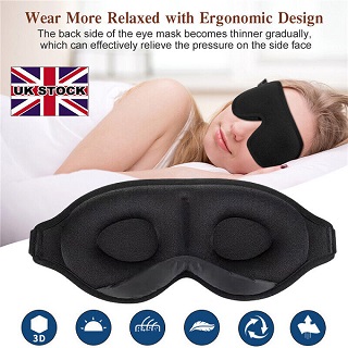 Eye Mask 3D Padded Sleeping Masks Cover Blackout Travel Rest Blindfold Shade UK
